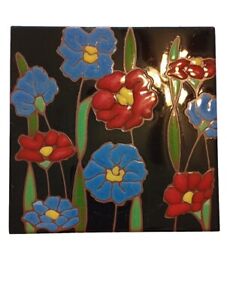 Vintage Besheer Art Tile Hot Plate Trivet Floral Art  Hudson NH