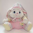 Vintage Well-Made Toys Bunny Plush Nylon Rabbit Stuffed Animal Easter Pink Hat