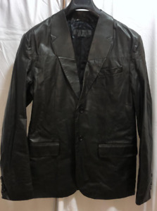 XL ALEXANDER MCQUEEN MEN Black Real Leather Coat Jacket Made ITALY