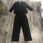 Vintage Sag Harbor Petite 2-Piece Wool Jacket (Sz 6P) & Pants (Sz 8) Suit Black
