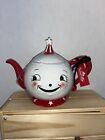 NWT RARE Johanna Parker & Magenta Carnival Cottage Laughing Luna Teapot RED