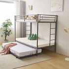 Twin Over Twin Bunk Bed with Trundle Triple Bunk Beds for Kids Teens Adults Room