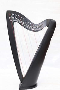 Musical Instrument Black Celtic Irish Lever Harp 22 Strings Free Extra Strings a