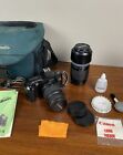 Canon EOS Rebel XS 35mm Film Camera 35-80mm and Promaster AF lens Bag Etc Tested