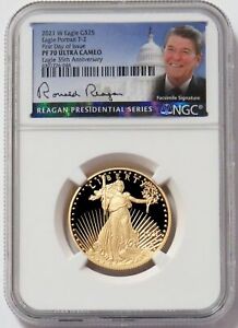 2021 W WEST POINT MINT GOLD RONALD REAGAN $25 AMERICAN EAGLE T2 NGC PF 70 DCAM