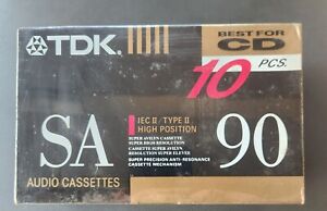 Sealed Box/PKG  of 10 TDK SA90 Super Hi Res Very Low Noise Cassette Tapes