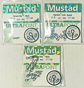 Mustad Ultra Point Fastach Clip FTC  Swivel Snap Size 0, 1, or 2 Choose