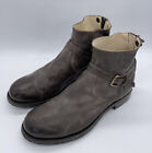Alberto Fasciani Men's Brown Leather Boots Buckle / Back Zipper Size 11