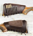 Leather Rifle Buttstock Cover Butt Stock Holder Cheek Rest Suede Padded 8 rounds