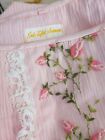 NOS VINTAGE 1950s SAKS FIFTH AVENUE PINK COTTON NIGHTGOWN SET EMBROIDERED MEDIUM