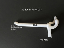 (100 PACK)  2 Inch White Plastic Peg Hooks For 1/8