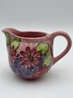 Laurie Gates Pink Earthenware Creamer Multicolored Flowers 10oz Gatesware