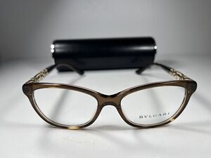 😎 New Bvlgari 4126-B Eyeglasses 5401 Brown Ivory Accents Frames 53/16/140