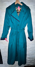 EUC Women's LONDON FOG Vintage Trench Coat Belted Plaid Lining NO HOOD Teal 10R