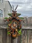german black forest carved colorful vintage hunter cuckoo clock ,project