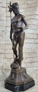Large Vintage Bronze Hot Cast Sculpture, Poseidon Neptune, King of the Seas Nude