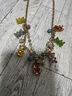 Betsey Johnson Gold Tone Rainbow Gummy Bear Necklace Sparkly Crystals NEW W TAG
