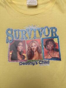 Destiny's Child T-Shirt Vintage 2001 Y2K Baby Tee Yellow Survivor Youth S 6X