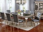 ON SALE - 9pcs Modern Silver Dining Room Table & Faux Leather Chairs Set ICDA