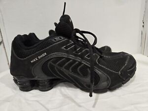 Nike Shox Black Leather Running Shoes Womens Size 8  #356918-002
