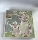 OLD Rookwood Pottery Square Trivet Tile Dutch Theme Woman Children XL 1940 5.5