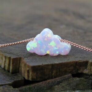 Natural Opal Cloud Crystal Pendant Healing Reiki Sliver Chain Women Necklace