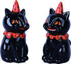 Vintage Halloween Johanna Parker Designs Black Cat Salt & Pepper Shakers NEW