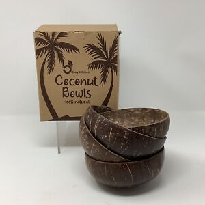 Okey Kitchen Coconut Bowls 100% Natural Set of 4 Salad Chip Snack Appetizer Bowl