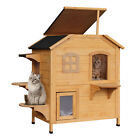2-Story Outdoor Feral Cat House IndoorCondo Enclosure with Door Openable Roof