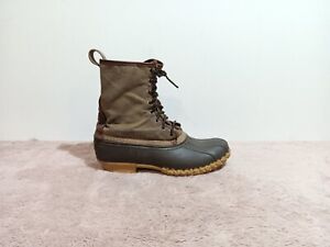 LL Bean Duck Boots Brown Waxed Canvas Waterproof Hunting Mens Size 10M