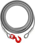 50 Ft Heavy Duty Steel Winch Cable Aluminum Rings And Swivel Hook 3/8
