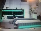 Full Size LED Bed Frame-Grey With Drawers And Charging Ports. Brand New