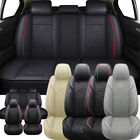 Luxury Leather Car Seat Covers Protector Front Rear Full Set Cushion 2/5-Seaters