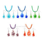wholesale Lots 6set Drop Flower 3D Murano glass pendant necklaces earring FREE