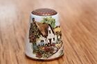 HANDPAINTED ENAMEL ON COPPER THIMBLE - THATCHED COTTAGE