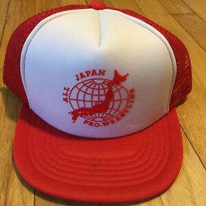 Vintage 90s All Japan Pro Wrestling puroresu hat AJPW Misawa Kobashi red cap