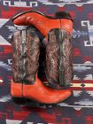 LUCCHESE 1883 EXOTIC Ostrich Leg 10.5D MENS COWBOY Western Red Black BOOTS