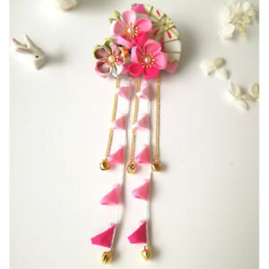 Handmade Sakura Kanzashi Girl Japanese Hairpin Tassel Hair Clip Wedding Cute Art