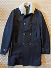 Oliver Spencer Wool Peacoat Shearling Collar Men's Size 38 Made in England