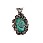 Zambian Emerald Copper Gift For Briedsmaid Wire Wrapped Flower Pendant 2.17