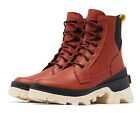 Sorel Womens Brex Lace Up Waterproof Leather Ankle Boots Warp Red Black Size 9.5