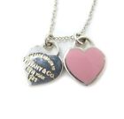 Tiffany & Co. Return to Tiffany Mini Double Heart Tag Necklace 925 Silver × Pink