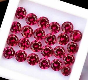 20 PCS Natural Red Untreated RUBY Round CERTIFIED Loose Gemstone Lot Ring Size