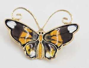 David Andersen Norway Gilt Sterling Silver+Enamel Butterfly Brooch Circa 1950s