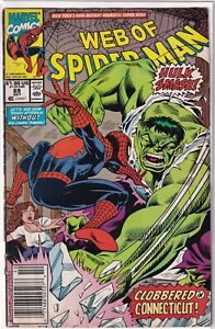 Web of Spider-Man #69 Clobbered in Connecticut (Marvel Comics, 1990) Hulk Smash