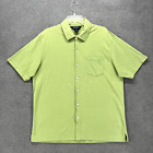 Brooks Brothers Polo Shirt Mens Large Green Cotton Button Up pocket collared