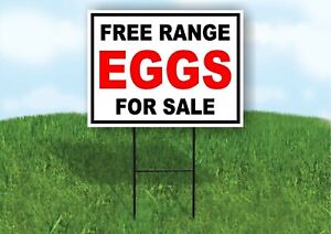 FREE RANGE EGGS FOR SALE BLACK RED Yard Sign Road with Stand LAWN SIGN