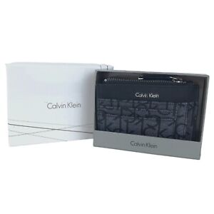 NEW Calvin Klein Black Subtle Mono Card Holder Wallet in Gift Box Zip Closure