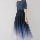 Soft Breathable Skirt Pleated Maxi Skirt Women's Gradient Color Tulle for Casual
