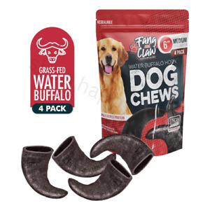 4PCS Water Buffalo Horn Dog Chew All Natural Free Range Grass Fed Protein Source